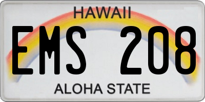 HI license plate EMS208
