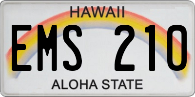 HI license plate EMS210