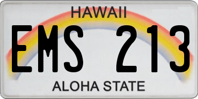HI license plate EMS213