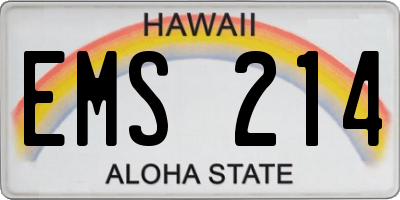 HI license plate EMS214