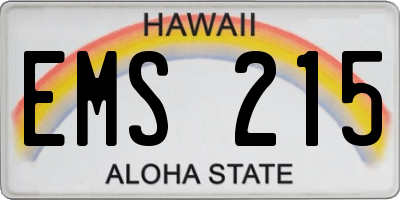 HI license plate EMS215