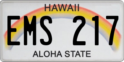 HI license plate EMS217