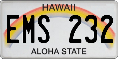 HI license plate EMS232