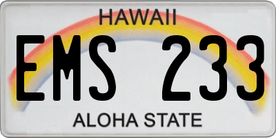 HI license plate EMS233