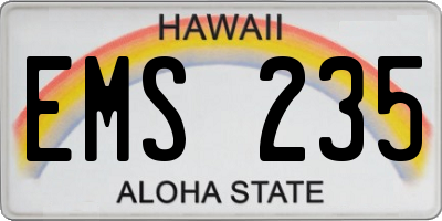 HI license plate EMS235