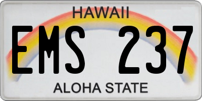 HI license plate EMS237