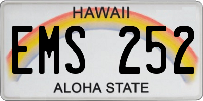 HI license plate EMS252