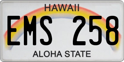 HI license plate EMS258