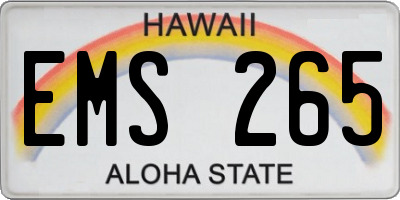 HI license plate EMS265