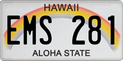 HI license plate EMS281