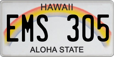 HI license plate EMS305