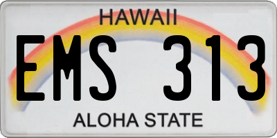 HI license plate EMS313