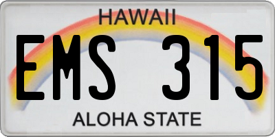 HI license plate EMS315