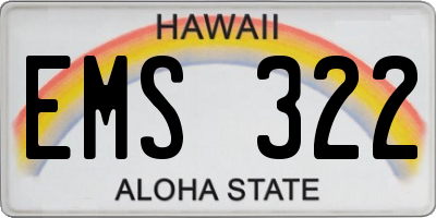HI license plate EMS322