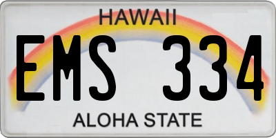 HI license plate EMS334
