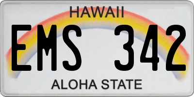 HI license plate EMS342