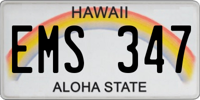HI license plate EMS347