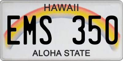 HI license plate EMS350