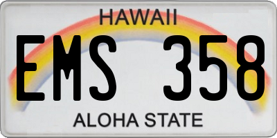 HI license plate EMS358