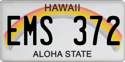 HI license plate EMS372