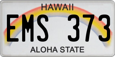 HI license plate EMS373