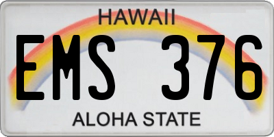HI license plate EMS376