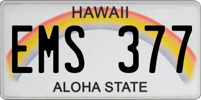 HI license plate EMS377