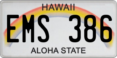 HI license plate EMS386