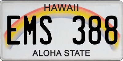 HI license plate EMS388