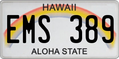HI license plate EMS389
