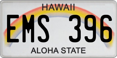 HI license plate EMS396