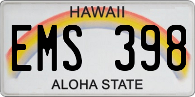 HI license plate EMS398