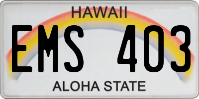HI license plate EMS403