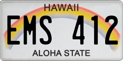 HI license plate EMS412