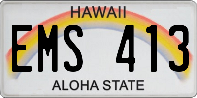 HI license plate EMS413
