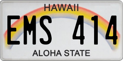 HI license plate EMS414