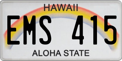 HI license plate EMS415