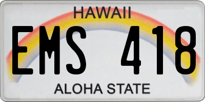 HI license plate EMS418