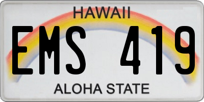 HI license plate EMS419