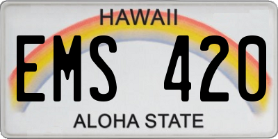 HI license plate EMS420
