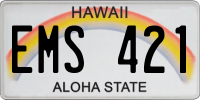 HI license plate EMS421