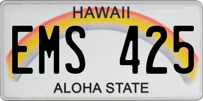 HI license plate EMS425