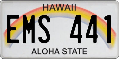 HI license plate EMS441