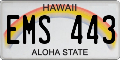 HI license plate EMS443