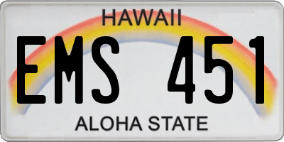HI license plate EMS451