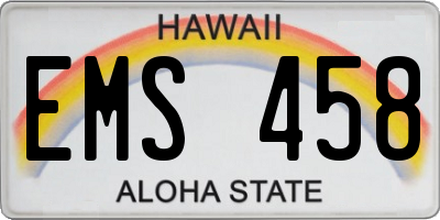 HI license plate EMS458