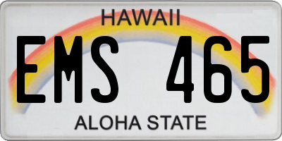 HI license plate EMS465