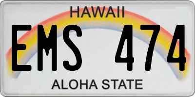 HI license plate EMS474