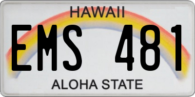 HI license plate EMS481