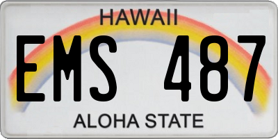HI license plate EMS487
